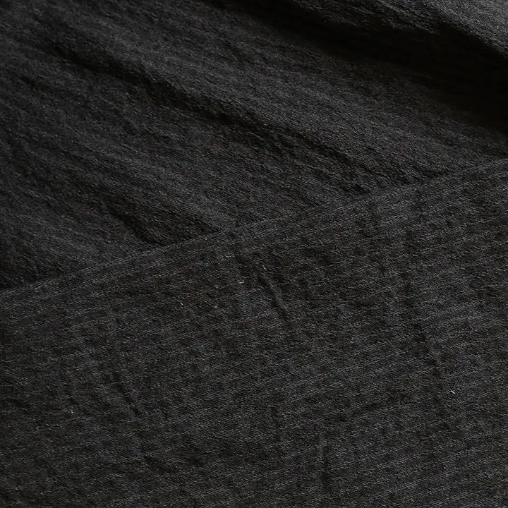 2021 fall black tasseled cotton shirts low high oversized blouses women tops