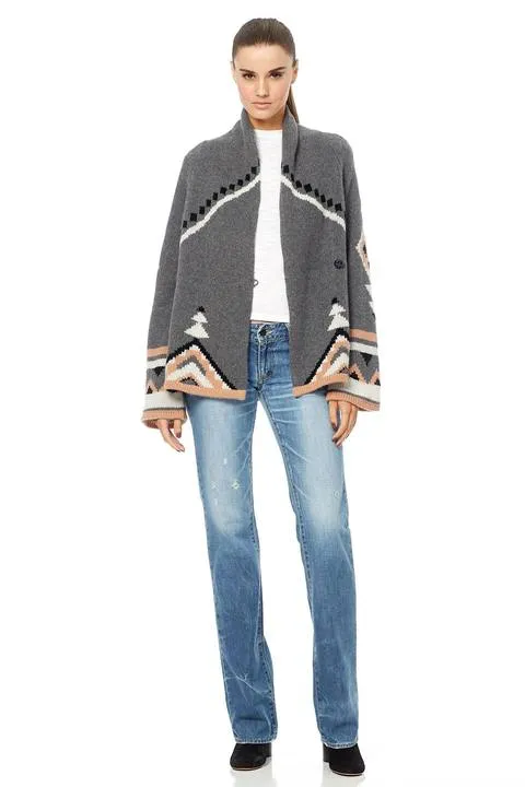 360 Sweater - Koko Cashmere Cardigan in Charcoal/Multi