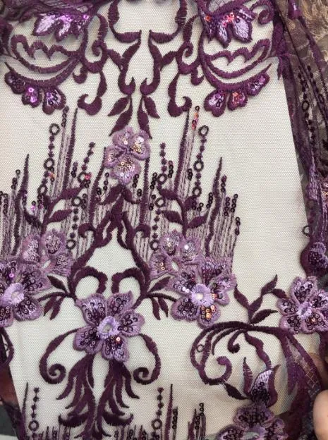 5 COLORS / Tone on tone Floral Beads Glitter Embroidered African French Mesh Lace Party Prom Bridal Dress Fabric