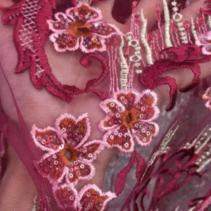 5 COLORS / Tone on tone Floral Beads Glitter Embroidered African French Mesh Lace Party Prom Bridal Dress Fabric