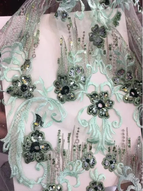 5 COLORS / Tone on tone Floral Beads Glitter Embroidered African French Mesh Lace Party Prom Bridal Dress Fabric