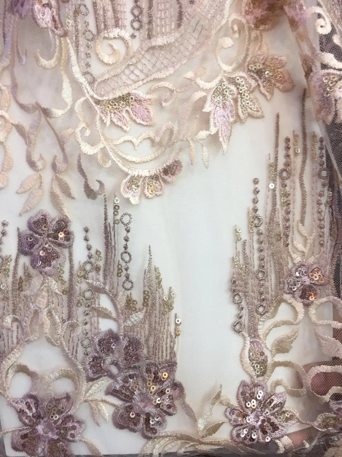 5 COLORS / Tone on tone Floral Beads Glitter Embroidered African French Mesh Lace Party Prom Bridal Dress Fabric