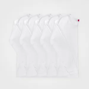 5 Pack | Women’s Rib Long Sleeve Tops, Recycled Cotton, White