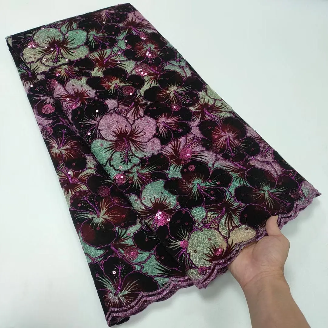 5 YARDS / 10 COLORS / Enea Outlined Flower Glitter Sequin Beaded Embroidery Tulle Mesh Lace Party Prom Bridal Dress Fabric