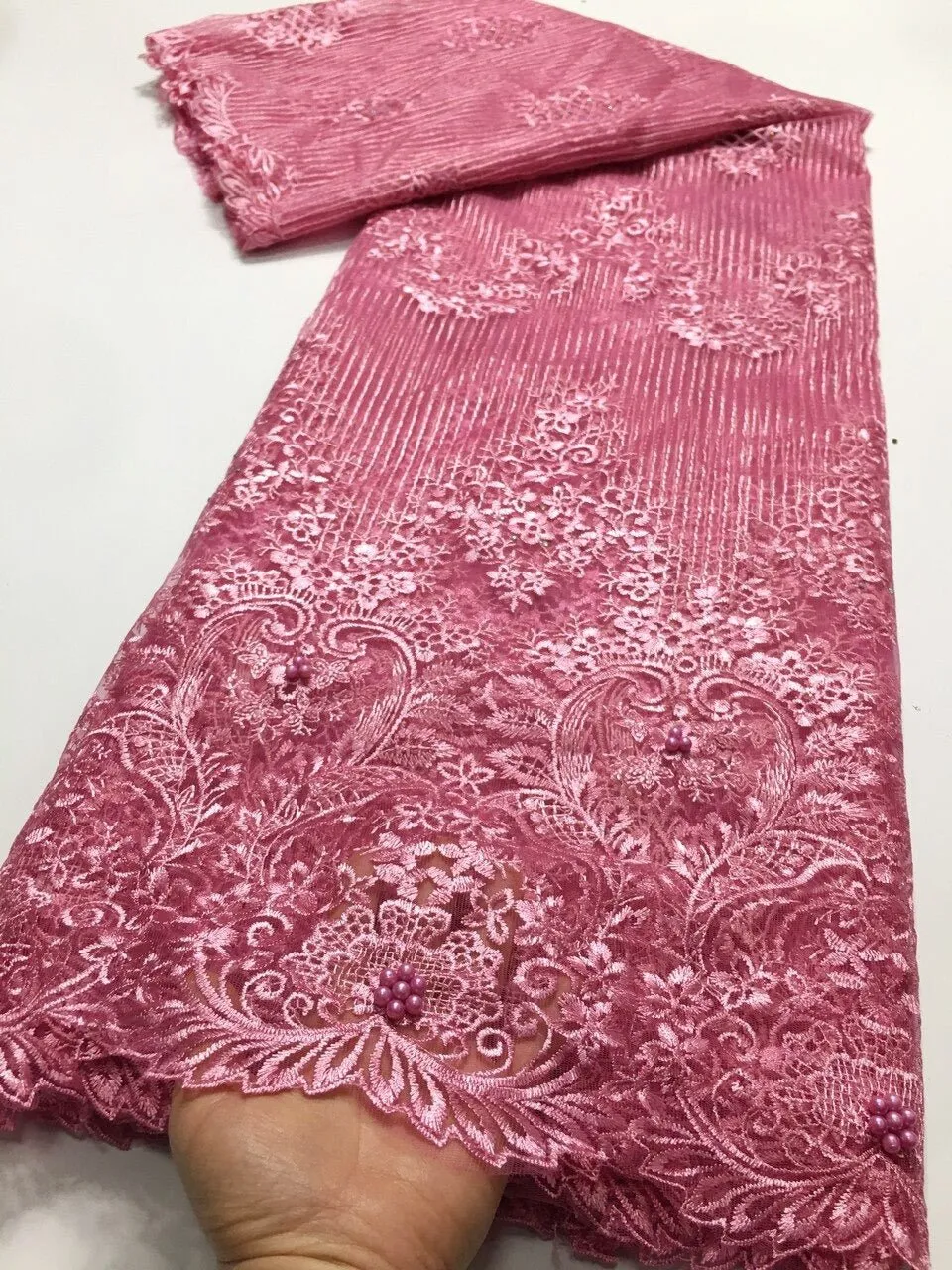 5 YARDS / 4 COLORS / Jessie Royal Crochet Mesh Ground Embroidery Mesh Lace / Party Prom Bridal Dress Fabric