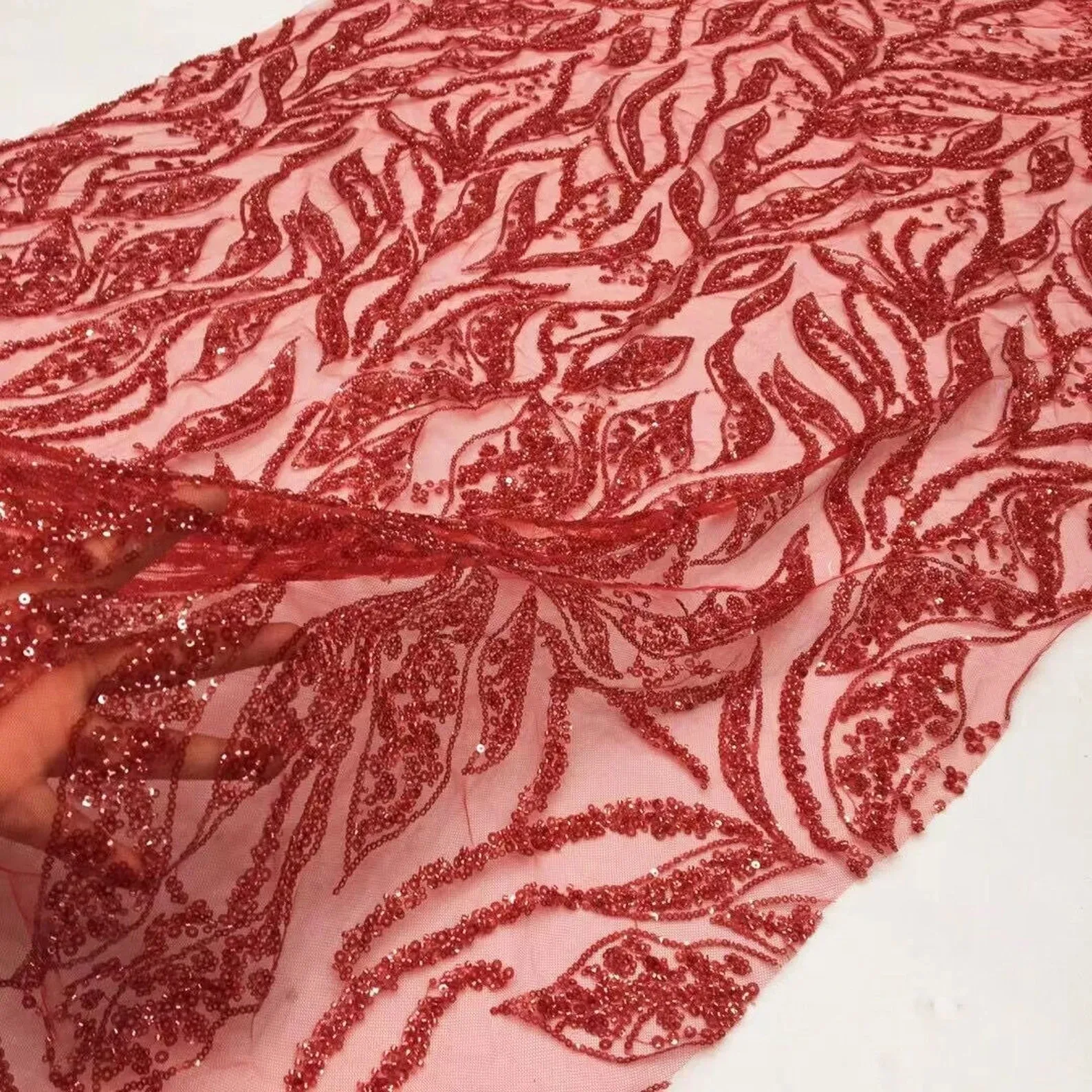 5 YARDS / 9 COLORS / Eliza Abstract Geometric Embroidery Mesh Lace / Party Prom Bridal Dress Fabric
