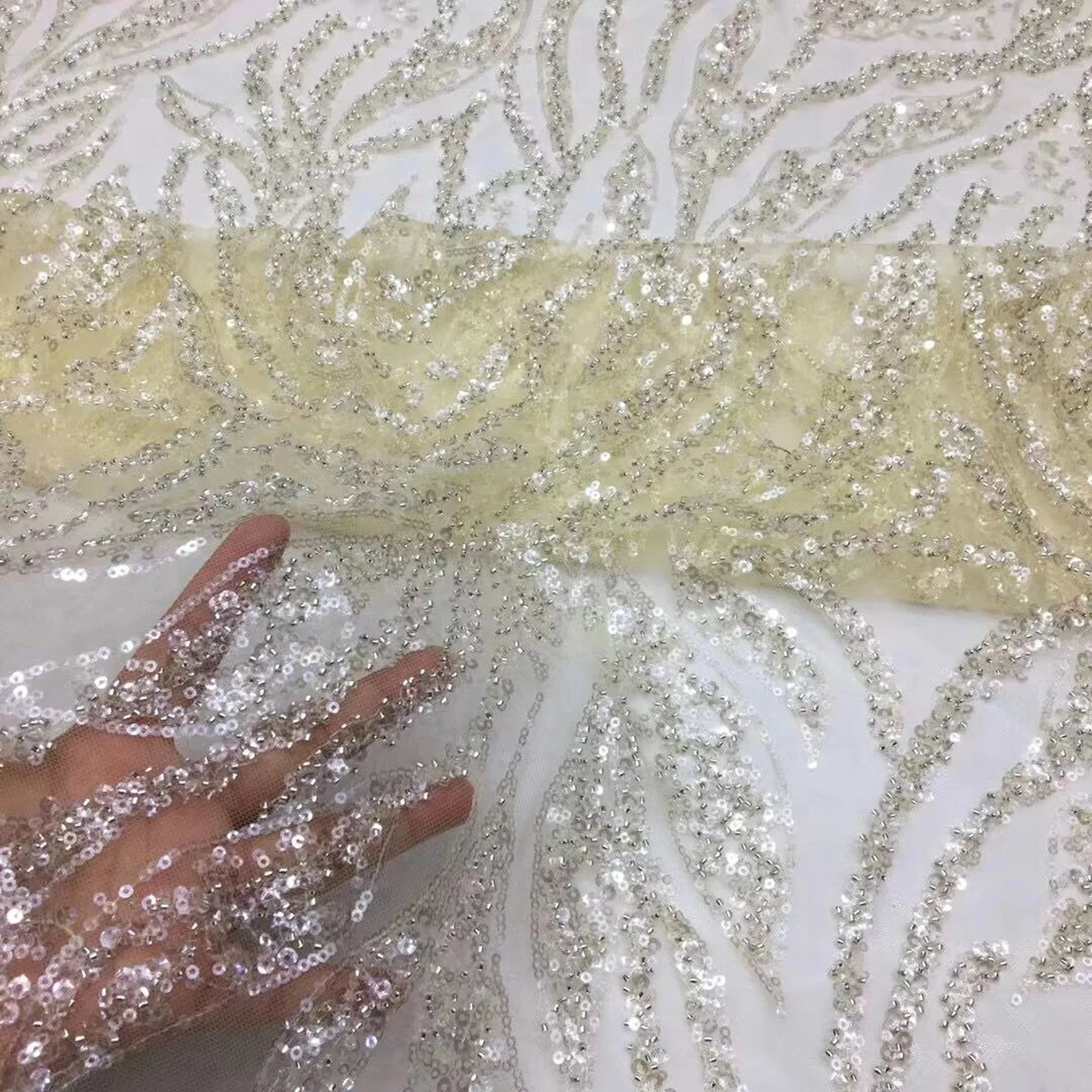 5 YARDS / 9 COLORS / Eliza Abstract Geometric Embroidery Mesh Lace / Party Prom Bridal Dress Fabric