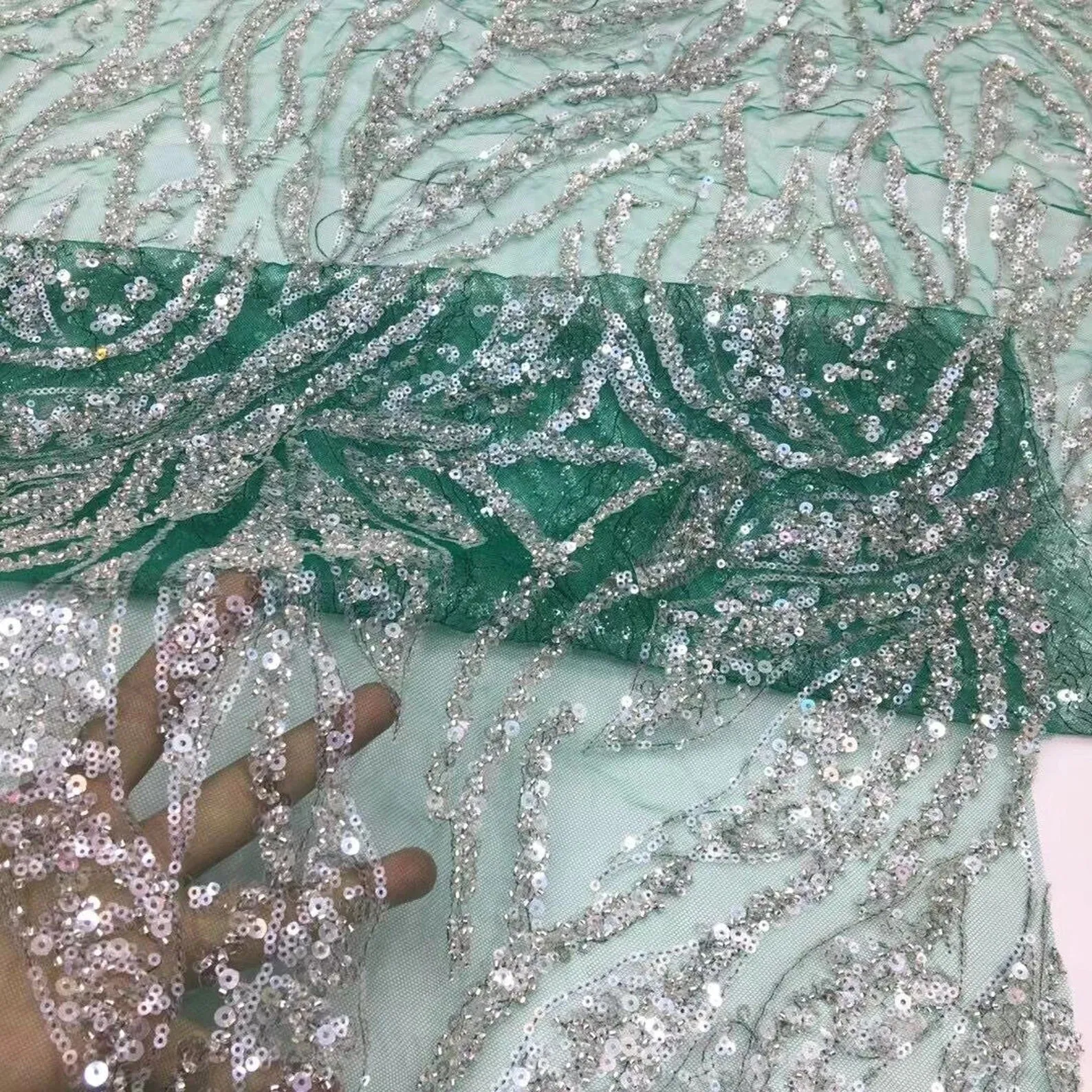 5 YARDS / 9 COLORS / Eliza Abstract Geometric Embroidery Mesh Lace / Party Prom Bridal Dress Fabric