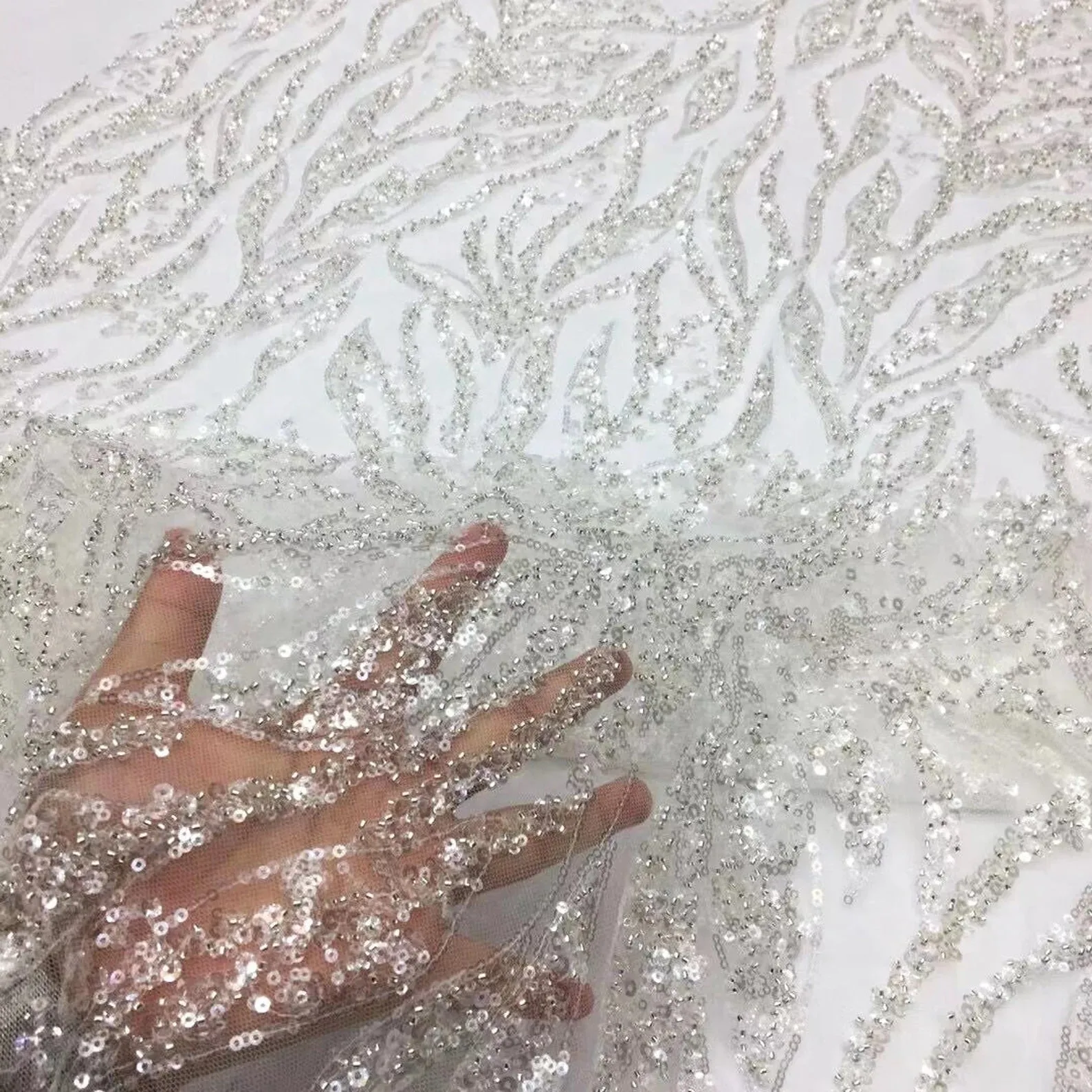 5 YARDS / 9 COLORS / Eliza Abstract Geometric Embroidery Mesh Lace / Party Prom Bridal Dress Fabric