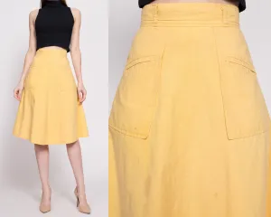 70s Canary Yellow Pocket Skirt - Extra Small, 24.5"