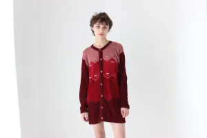 90s Soft Chenille Wool Blend Patterned Sweater Dress
