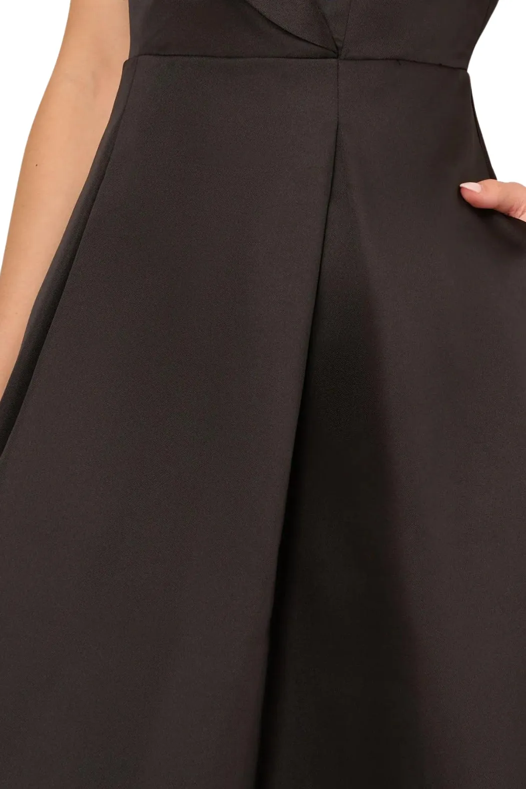 Adrianna Papell Cap Sleeve Midi Box Pleat High-Low Mikado Dress