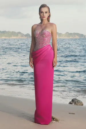 Ailani Strapless Chest Cup Taffeta Floor Length Dress