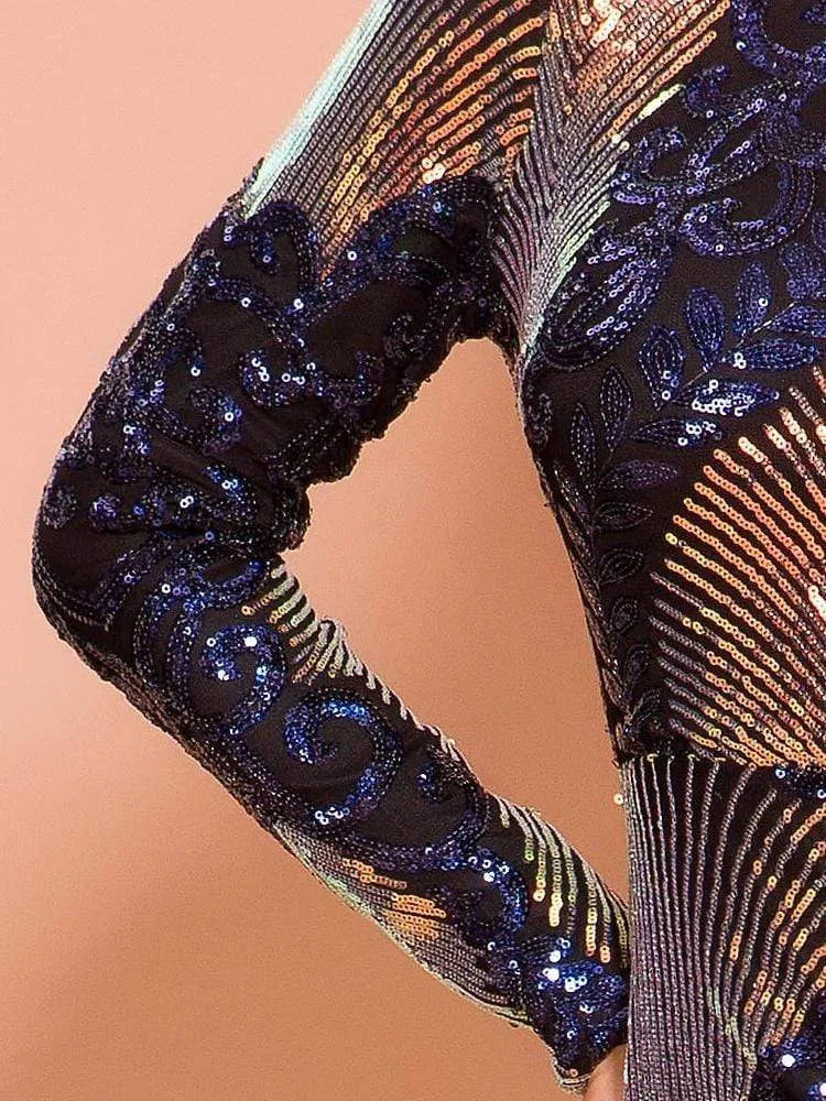 Alina Backless Mermaid Gown Sequin Formal Dress