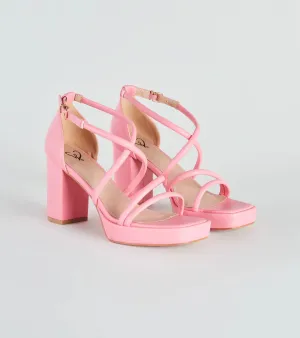 All Crossed Up Strappy Block Heels