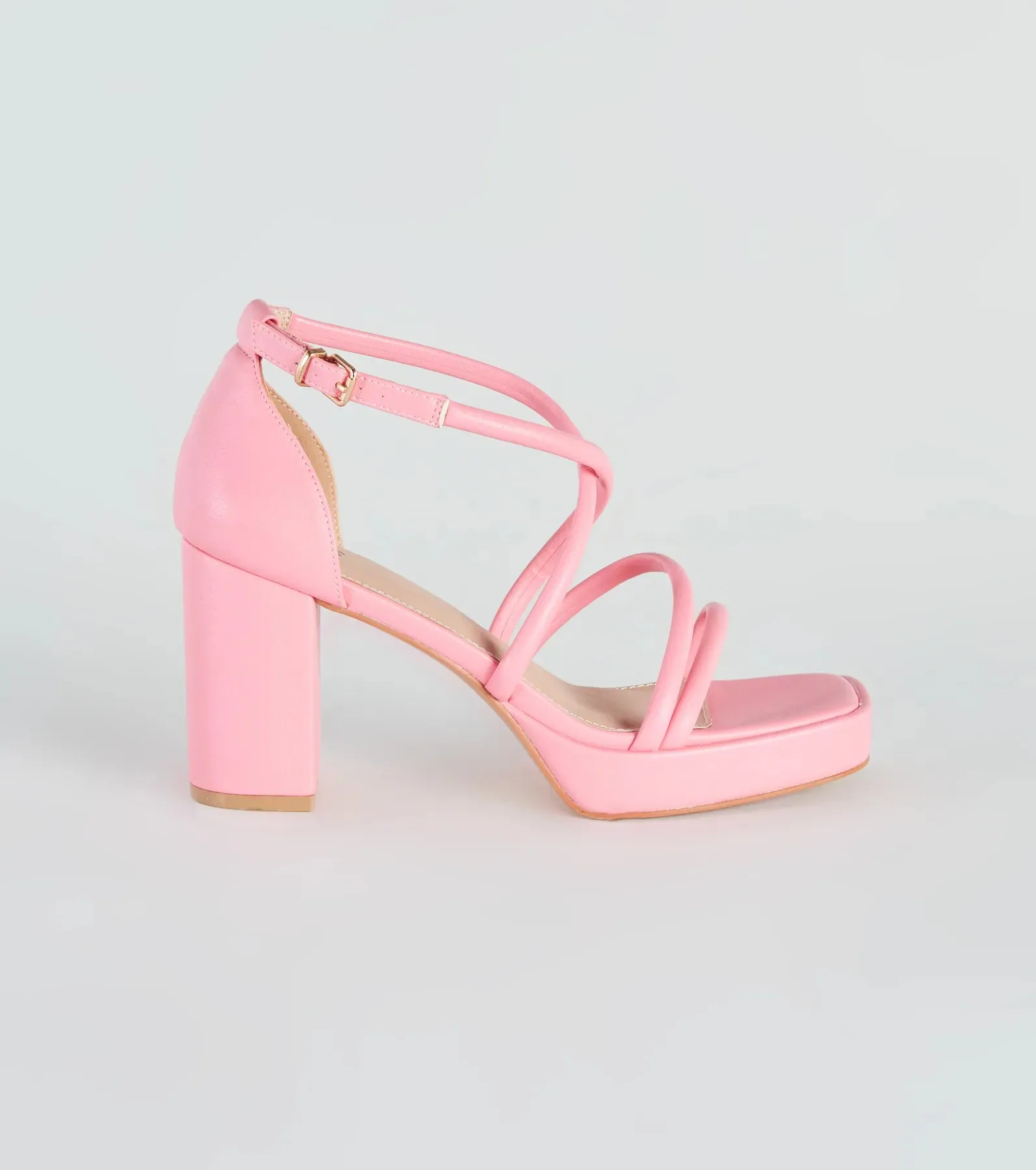 All Crossed Up Strappy Block Heels