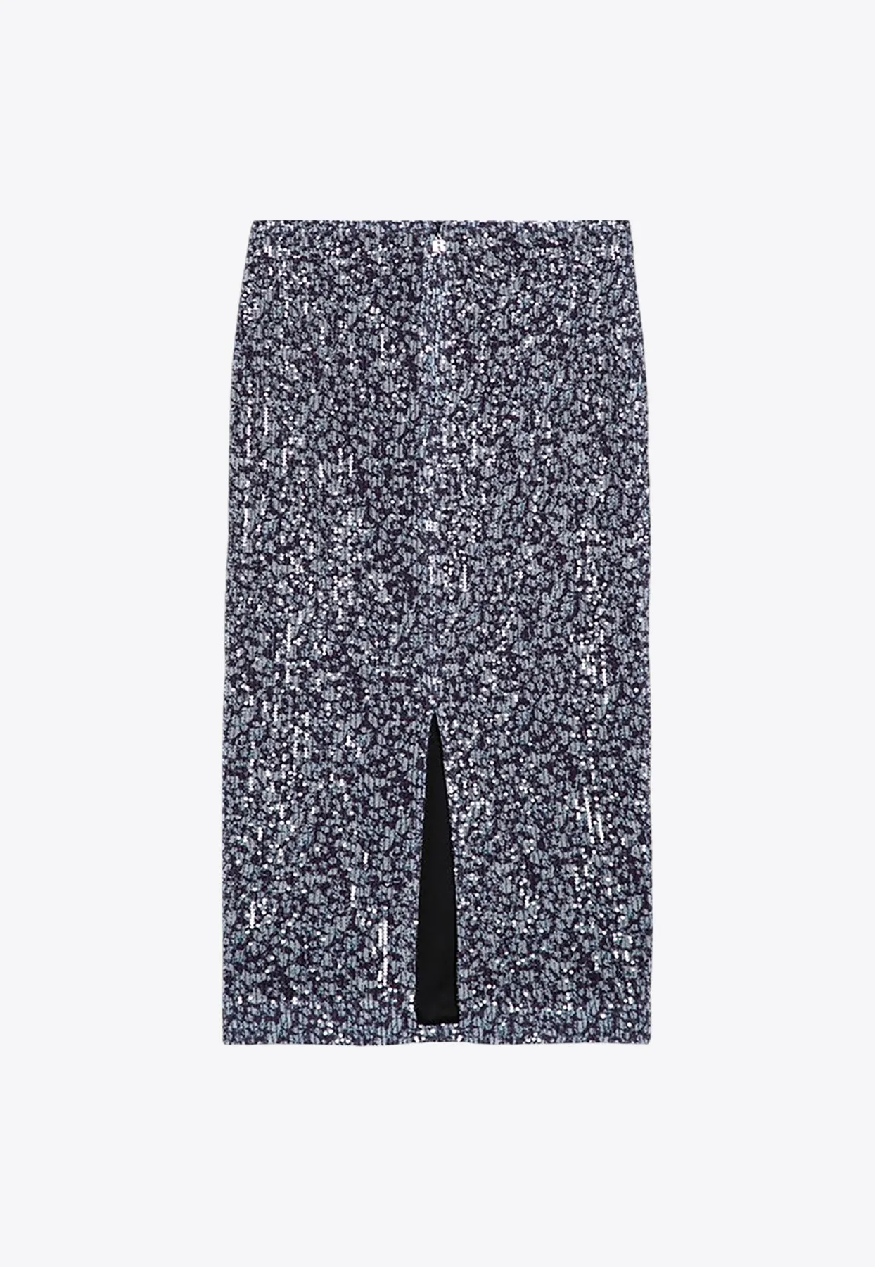 All-Over Print Sequined Midi Skirt
