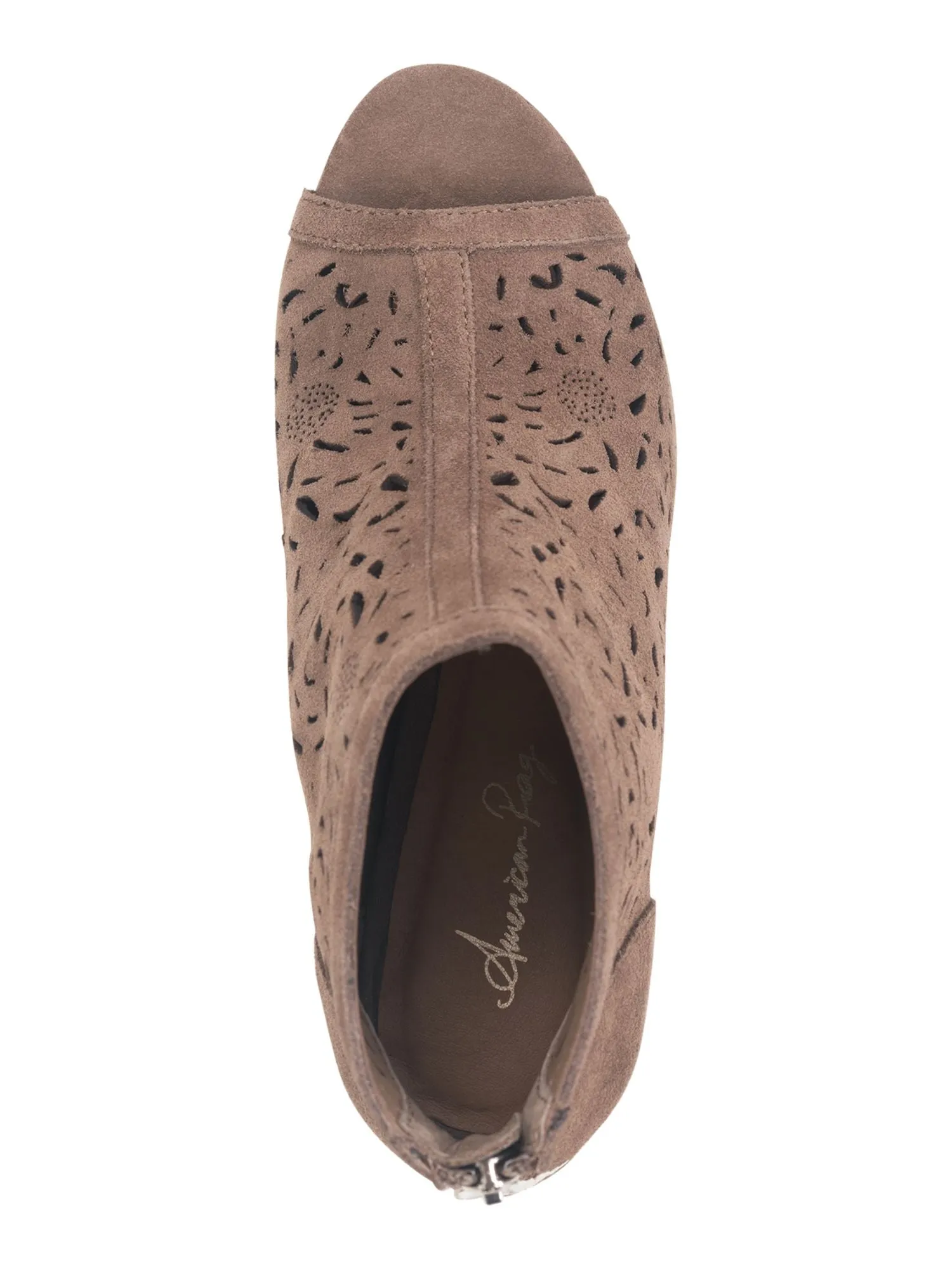 AMERICAN RAG Womens Beige Perforated Cushioned Slip Resistant Glia Round Toe Block Heel Zip-Up Leather Shootie M