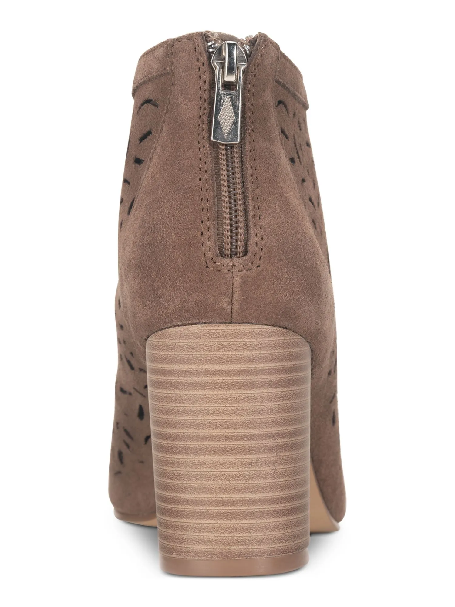 AMERICAN RAG Womens Beige Perforated Cushioned Slip Resistant Glia Round Toe Block Heel Zip-Up Leather Shootie M