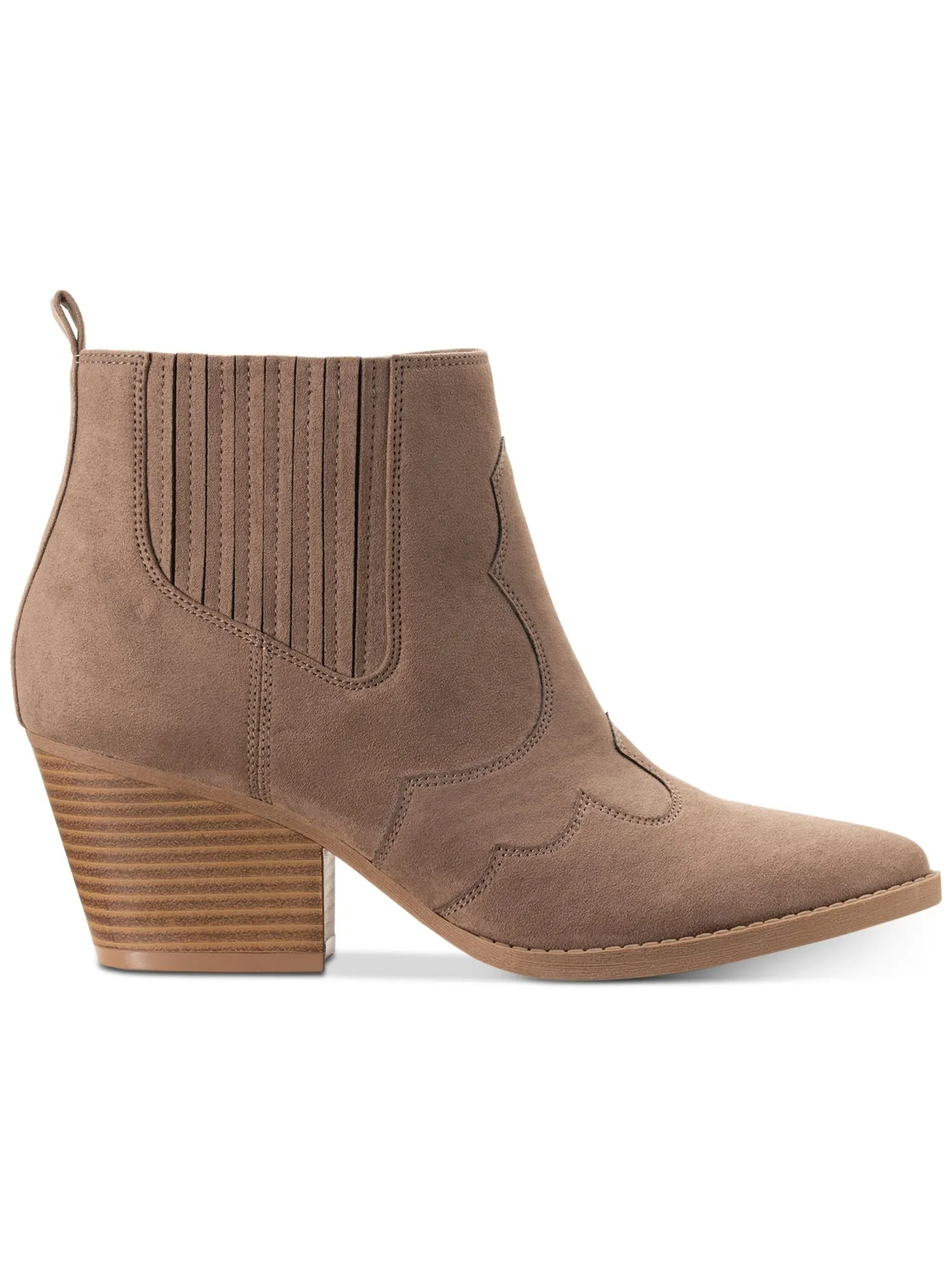 AMERICAN RAG Womens Beige Western Inspired Stitching Kayla Almond Toe Block Heel Zip-Up Booties M