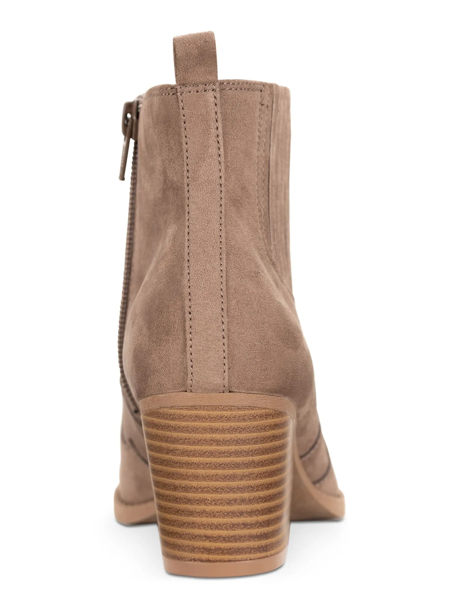 AMERICAN RAG Womens Beige Western Inspired Stitching Kayla Almond Toe Block Heel Zip-Up Booties M