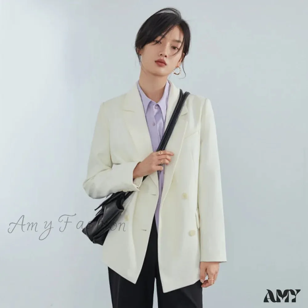 Amy Fashion - Office Ladies Casual White Blazer