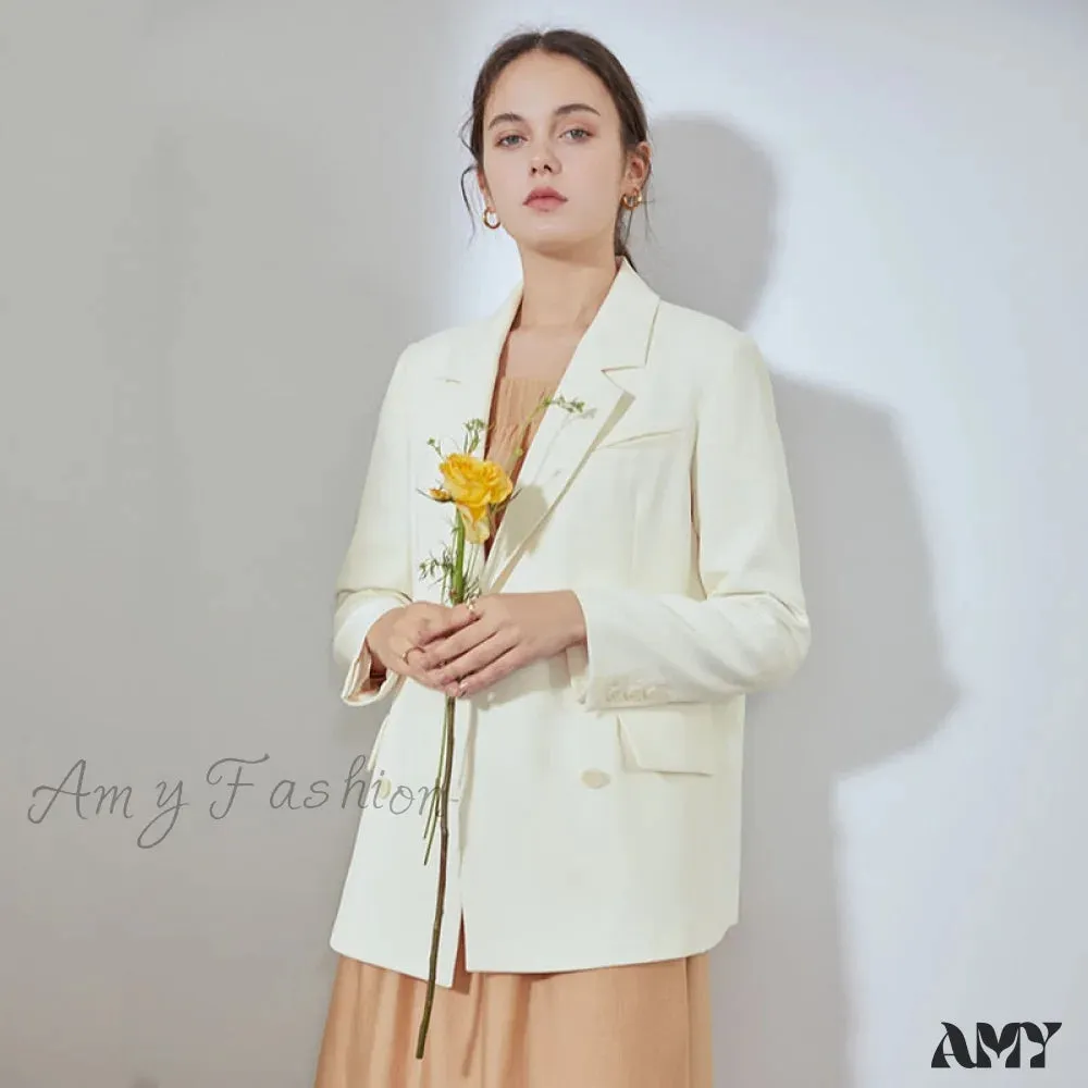 Amy Fashion - Office Ladies Casual White Blazer