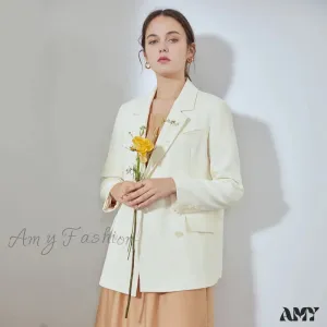 Amy Fashion - Office Ladies Casual White Blazer