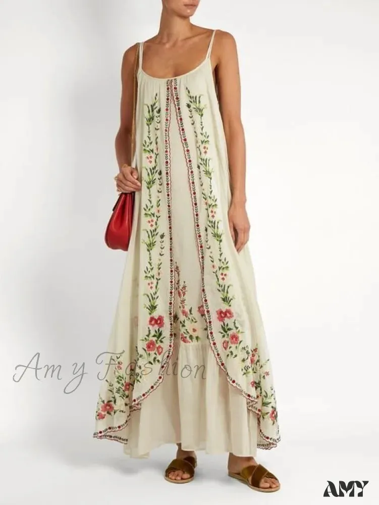 Amy Fashion - Vintage Spaghetti Strap Sleeveless Elegant Long Maxi Dress
