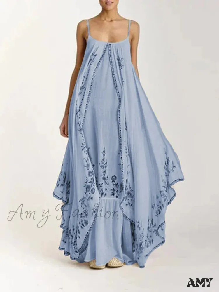 Amy Fashion - Vintage Spaghetti Strap Sleeveless Elegant Long Maxi Dress