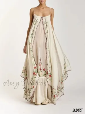 Amy Fashion - Vintage Spaghetti Strap Sleeveless Elegant Long Maxi Dress