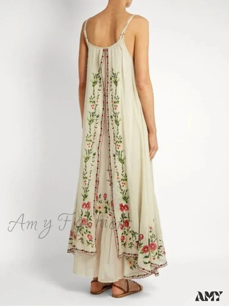 Amy Fashion - Vintage Spaghetti Strap Sleeveless Elegant Long Maxi Dress