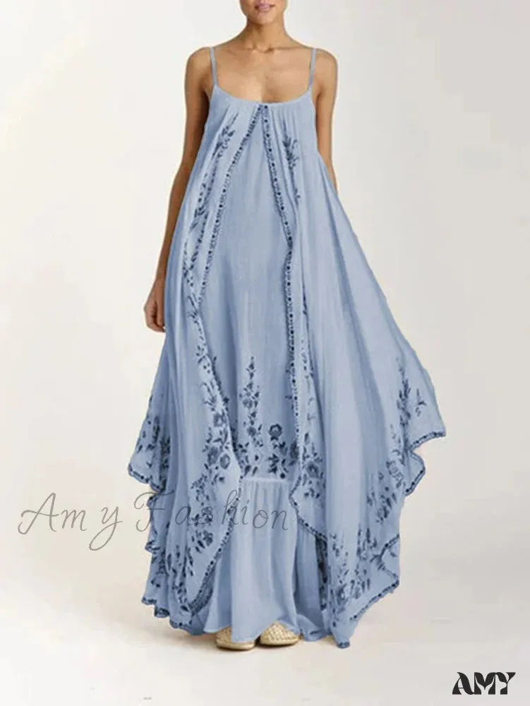 Amy Fashion - Vintage Spaghetti Strap Sleeveless Elegant Long Maxi Dress