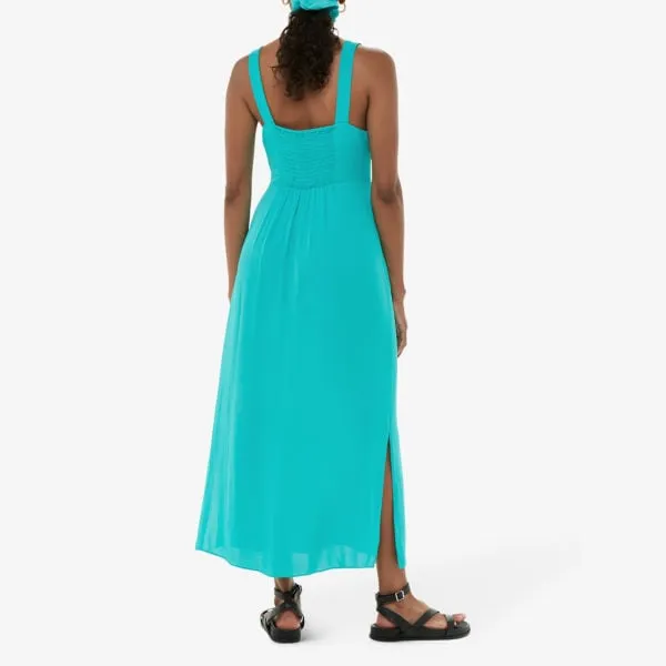 Andie Woven Smocked Back Midi Dress with Whistles Buttons, Turquoise