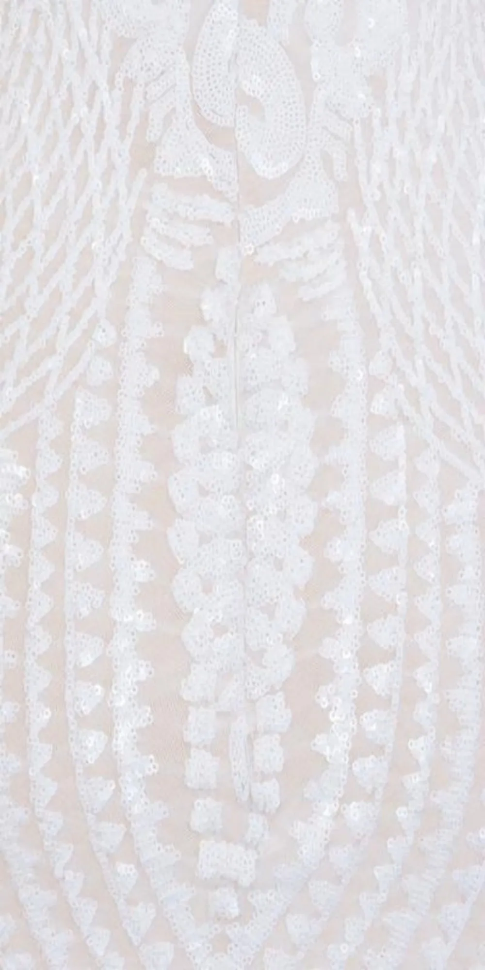 Aphrodite White Luxe Sweetheart Plunge Sequin Embellished Midi Dress