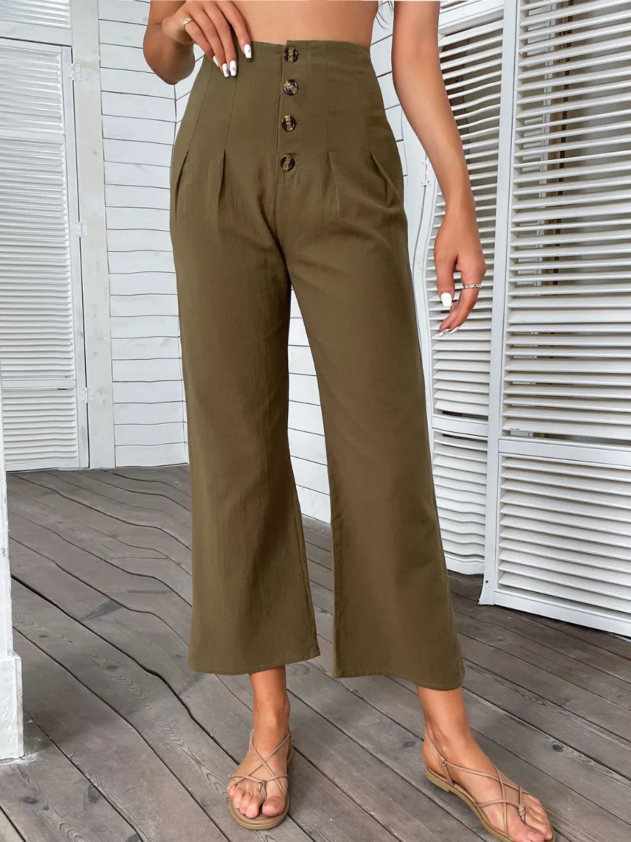 BACK IT LINEN PANTS - OLIVE