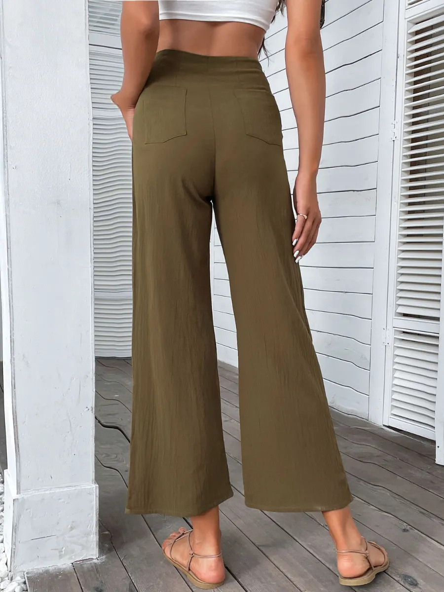BACK IT LINEN PANTS - OLIVE