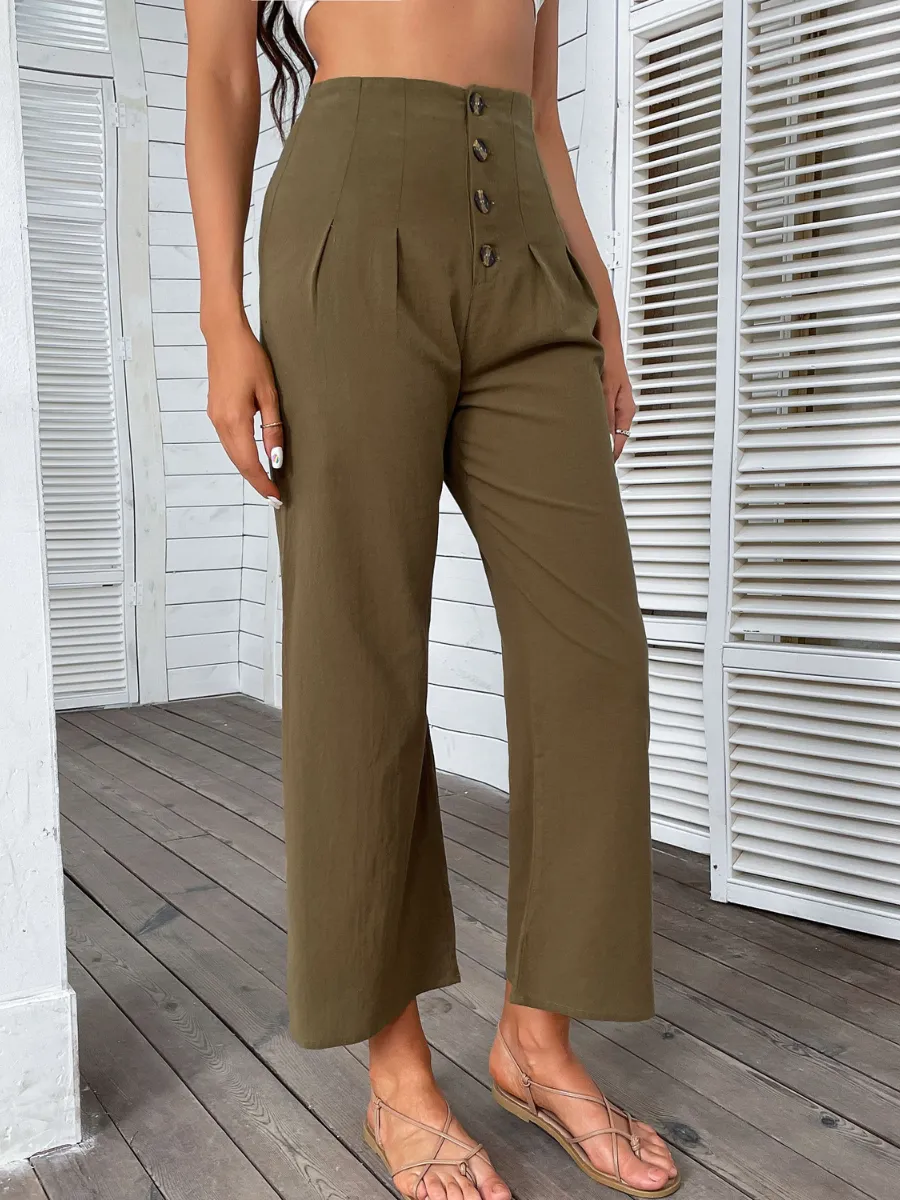 BACK IT LINEN PANTS - OLIVE