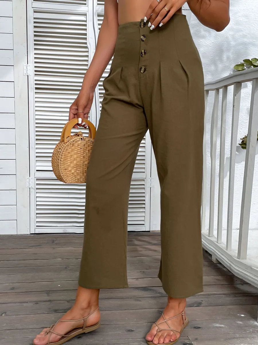 BACK IT LINEN PANTS - OLIVE