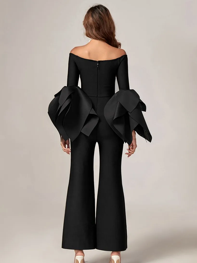 Bandage Ruffle Wide Leg Jumpsuit