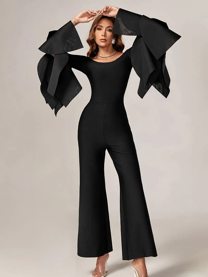 Bandage Ruffle Wide Leg Jumpsuit