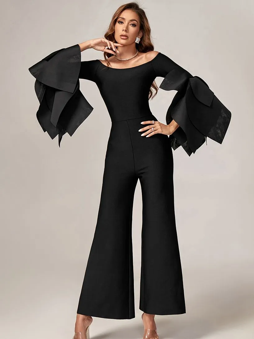 Bandage Ruffle Wide Leg Jumpsuit