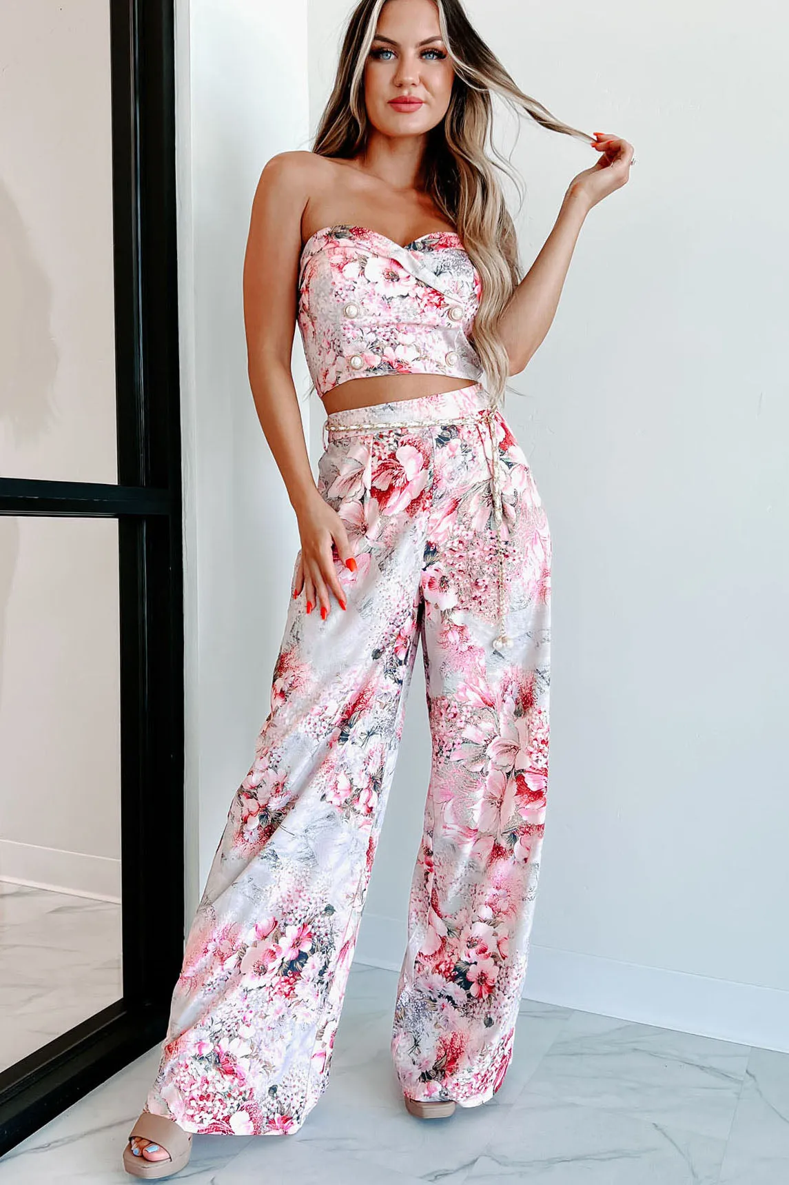 Beautiful Purpose Floral Two-Piece Set (Pink Multi)