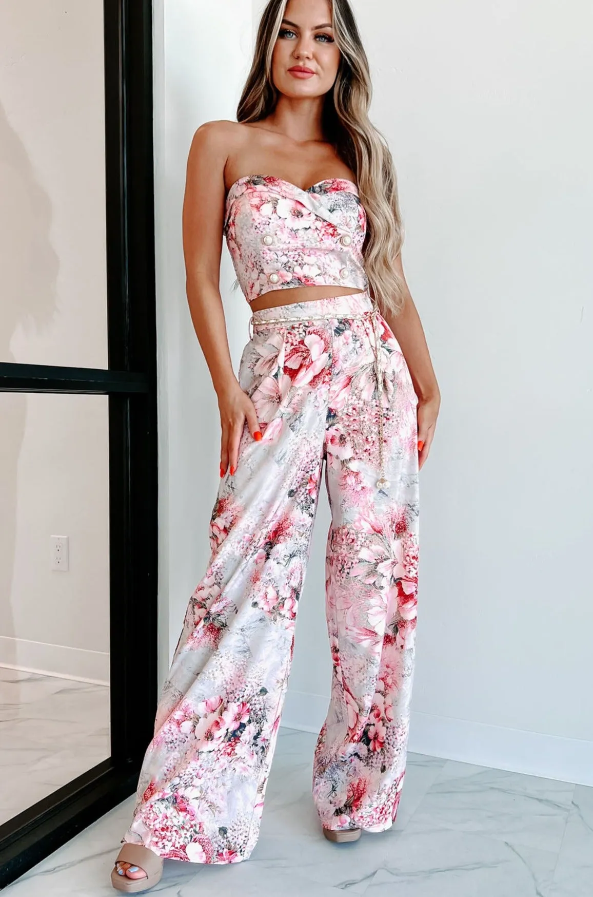 Beautiful Purpose Floral Two-Piece Set (Pink Multi)