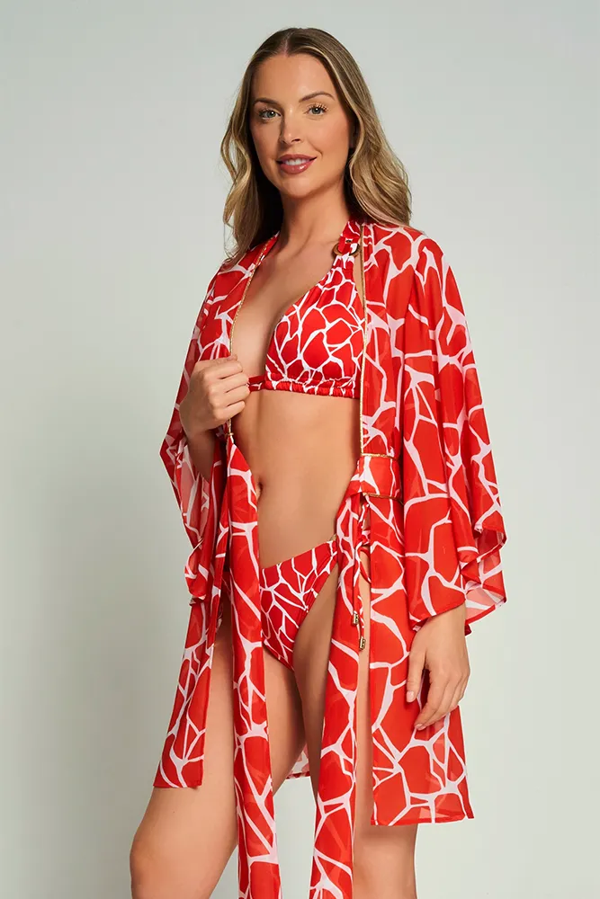 Bel Air Kaftan Red Giraffe Print