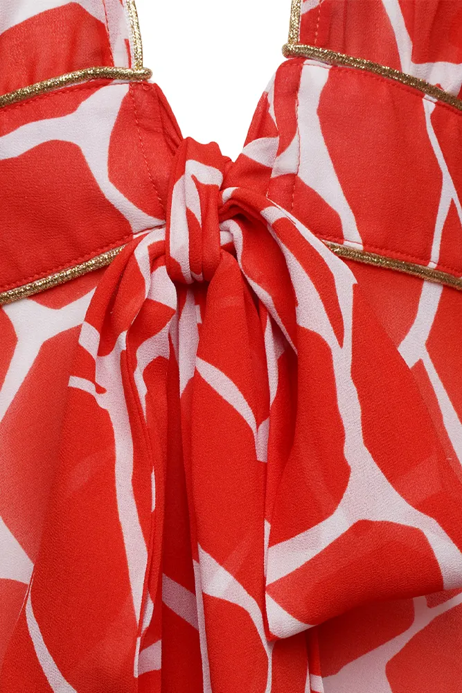 Bel Air Kaftan Red Giraffe Print