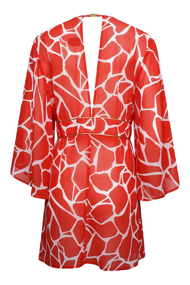 Bel Air Kaftan Red Giraffe Print