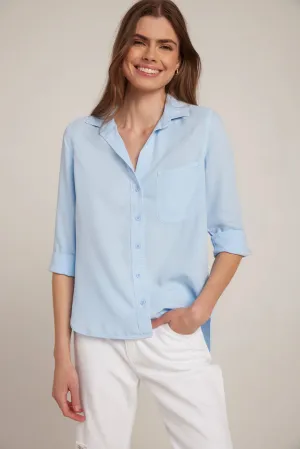 Bella Dahl Shirt Tail Button Down - Blue Oasis