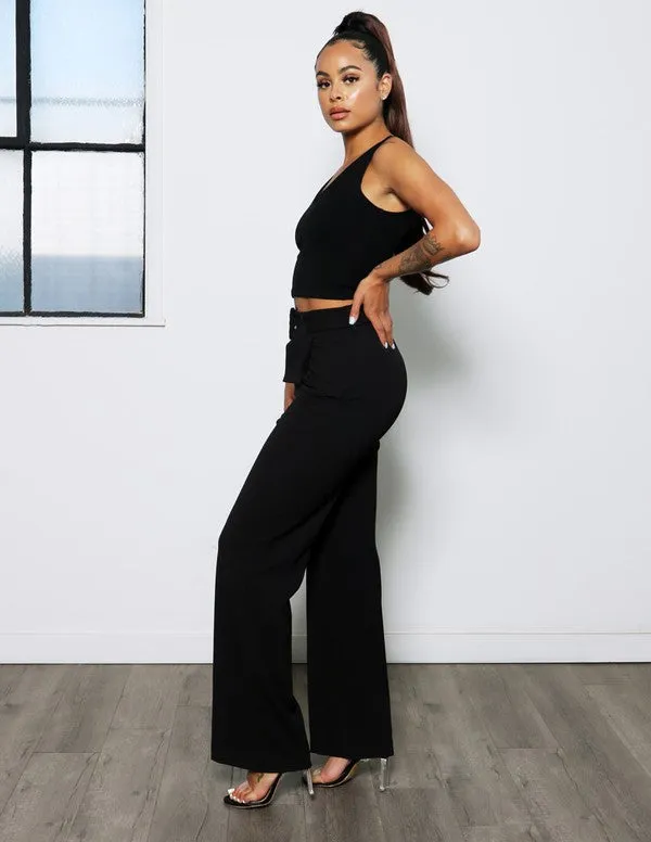 Belted Wide Leg Trousers
