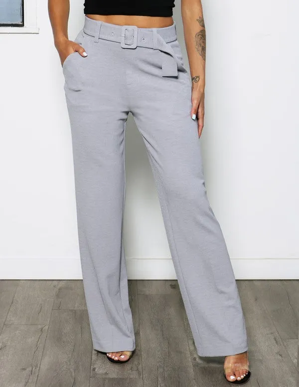 Belted Wide Leg Trousers